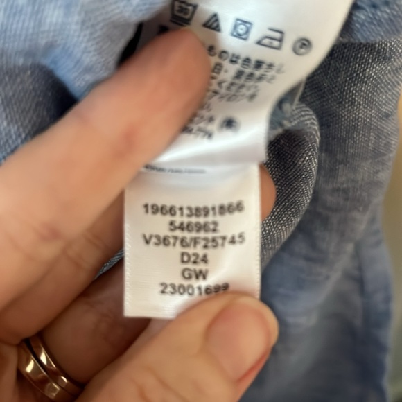 Lands End Linen Blue Button Down Romper 6 - Picture 5 of 8